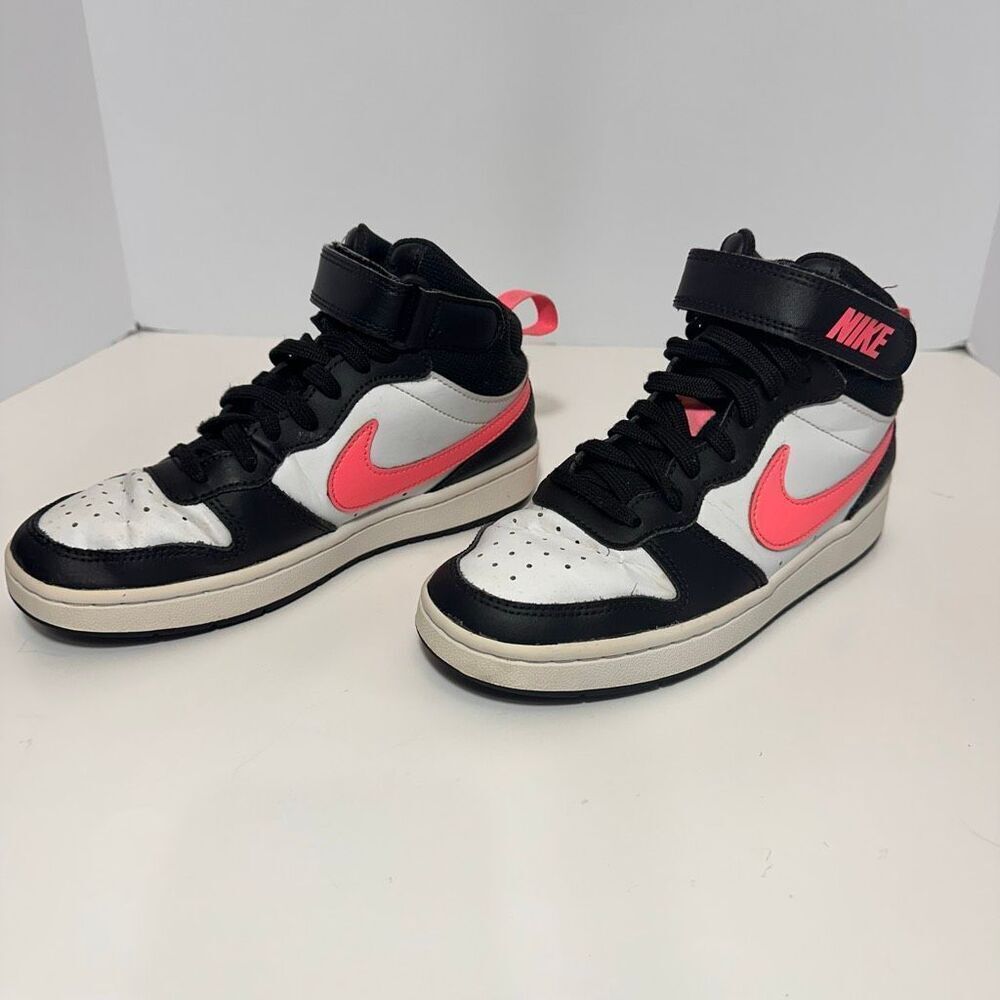 Nike Court Borough Mid 2 Sneakers Black White Pink | Youth Size 4 - Picture 14 of 14